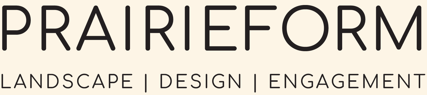 The logo for Prairieform - landscape, design, engagement
