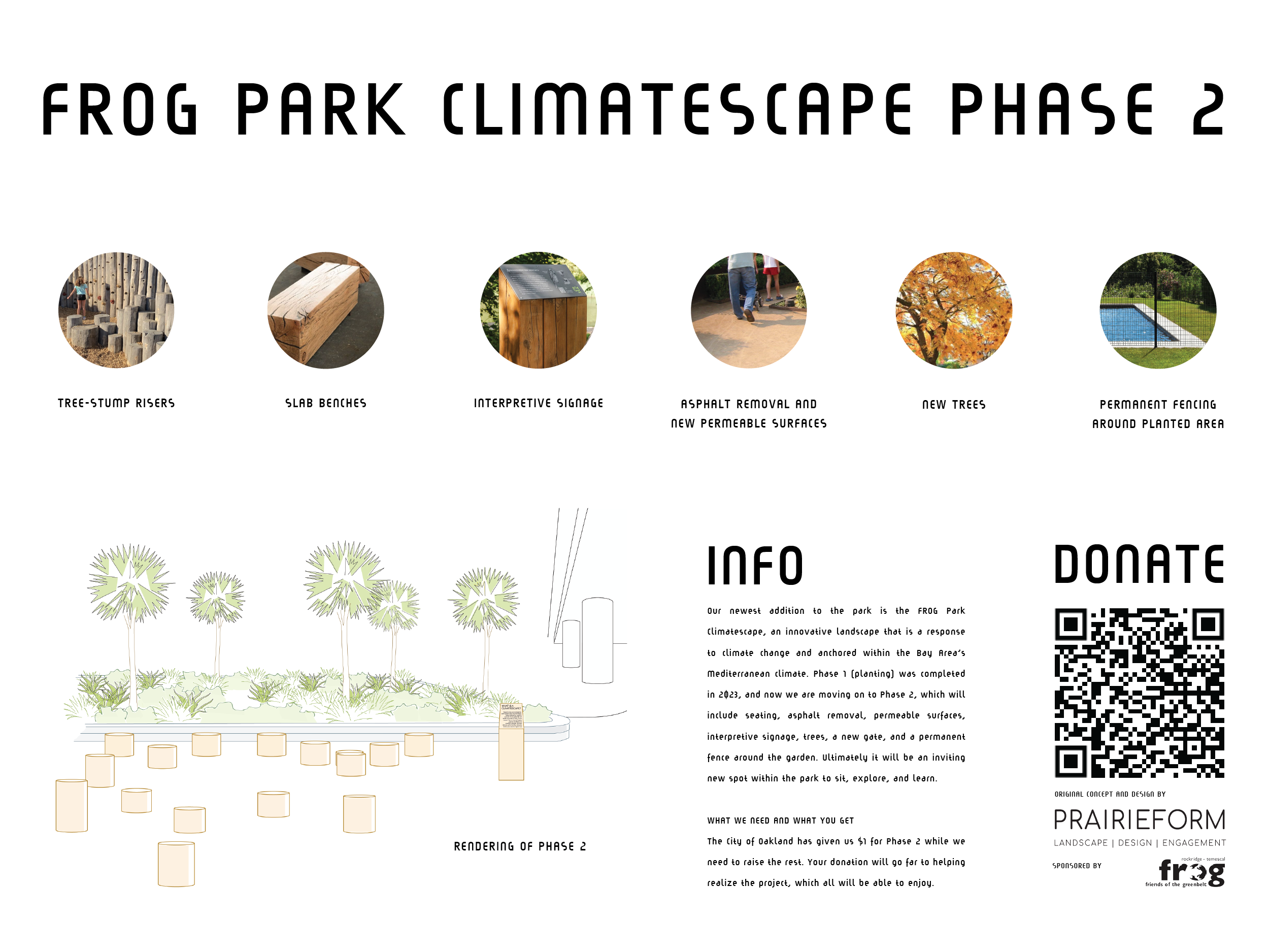 Information on Phase 2 of the FROG Park Climatescape and how you can donate to the project.